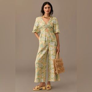 Anthropologie Sancia The Aida Floral Twist-Front Jumpsuit